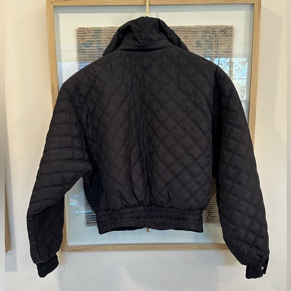 VTG Obermeyer Cropped Winter Coat Jacket Womens 8 Black Quilted Moto - Picture 9 of 12